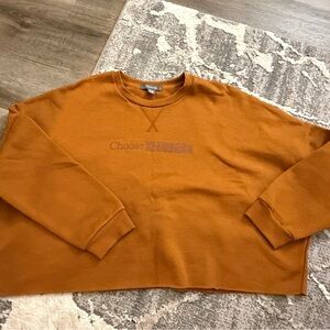 L - Primark Women's Warm Orange Cropped Sweatshirt